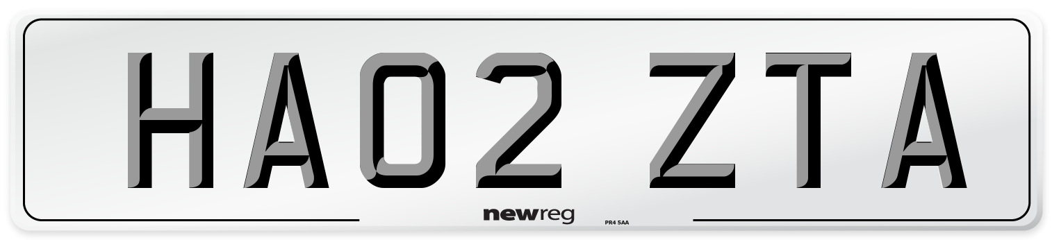 HA02 ZTA Number Plate from New Reg